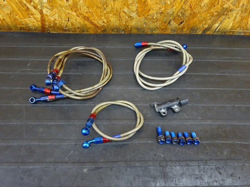 【250817】V-MAX1200(3UF-009)◇ 社外ブレーキホースセット クラッチホース フロント/リア スウェッジライン バンジョーボルト 【VMAX | 中古バイクパーツ通販・買取　ジャンクヤード鳥取　JunkYard