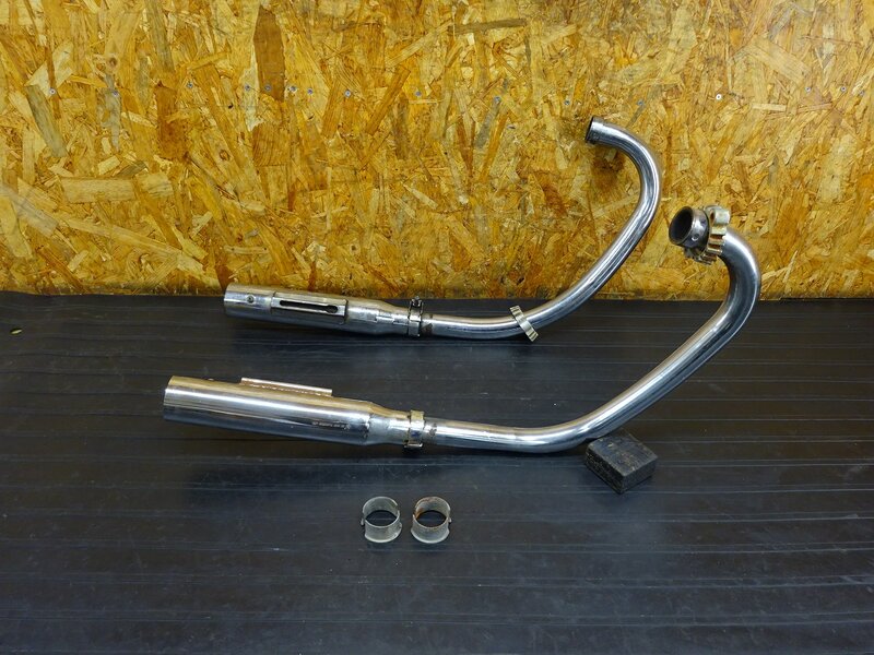 【250932】GX250(2U3-001)◇ マフラー エキパイ サイレンサー LU HAO SILENCERS LTD フランジ 割りカラー 加工/凹み有 【検:XS250 GX400 | 中古バイクパーツ通販・買取　ジャンクヤード鳥取　JunkYard