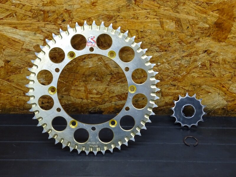 【251118】KDX200SR(DX200G-004)◆ 社外スプロケットセット フロント RODEO 314-14 リア レンサル 112B 520 49T 削れ有 【検索:125 220 250 | 中古バイクパーツ通販・買取　ジャンクヤード鳥取　JunkYard