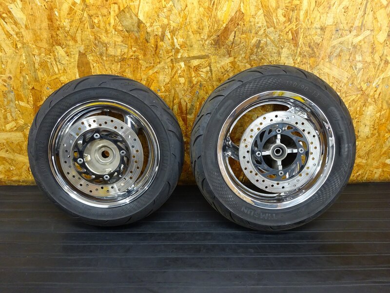 【260201】フォルツァZ(MF08-1018)◇ ホイール前後セット フロント 13×2.75 リア 12×3.50 メッキ 中古タイヤ メッキ浮き/傷有 | 中古バイクパーツ通販・買取　ジャンクヤード鳥取　JunkYard