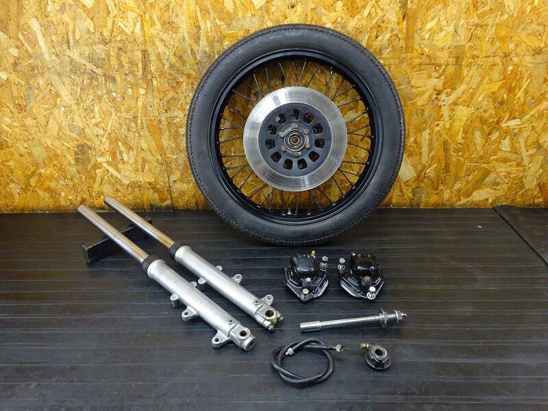 【251127】SR400(1JR-272)◆ フロント足回りセット ホイール 19×1.85 フロントフォーク ダブルディスク化に 【検:SR500 1JN 2J2 2H6 | 中古バイクパーツ通販・買取　ジャンクヤード鳥取　JunkYard